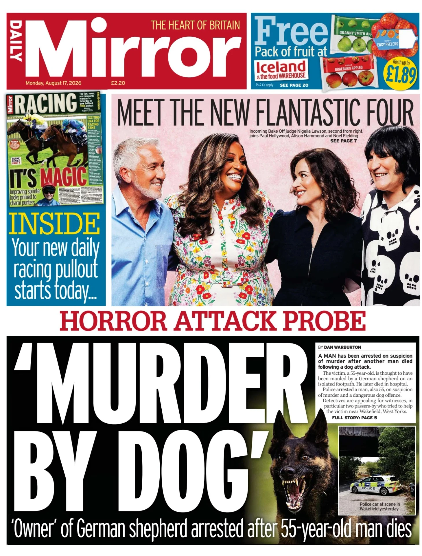 Prima-pagina-Daily Mirror-edizione-di-oggi-17-08-2026